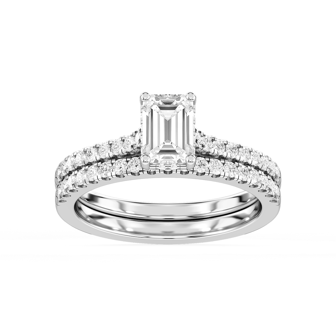 Marjorie 1 ½ ctw Emerald Lab Grown Diamond Classic Prong Hidden Halo Bridal Set
