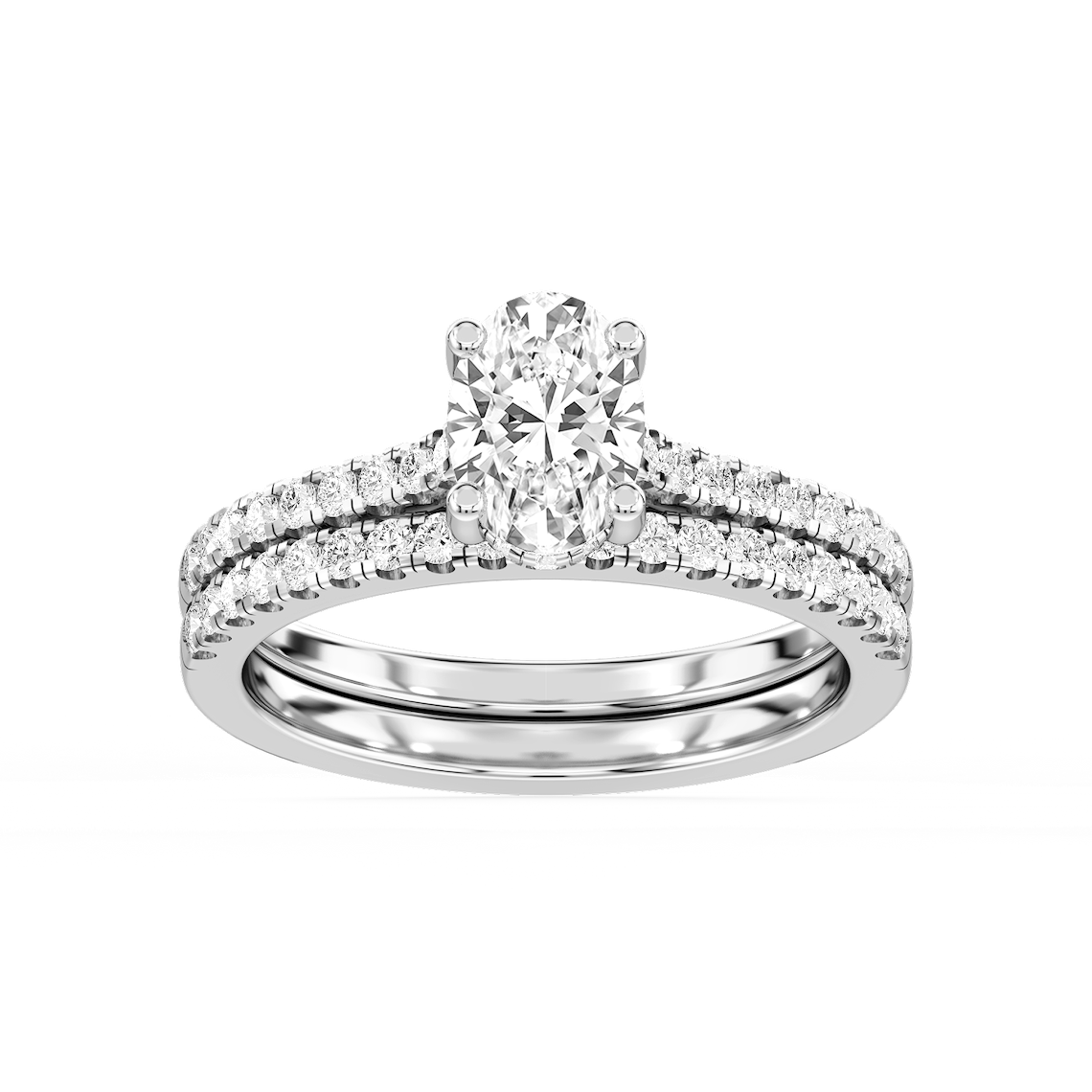 Marjorie 1 ½ ctw Oval Lab Grown Diamond Classic Prong Hidden Halo Bridal Set