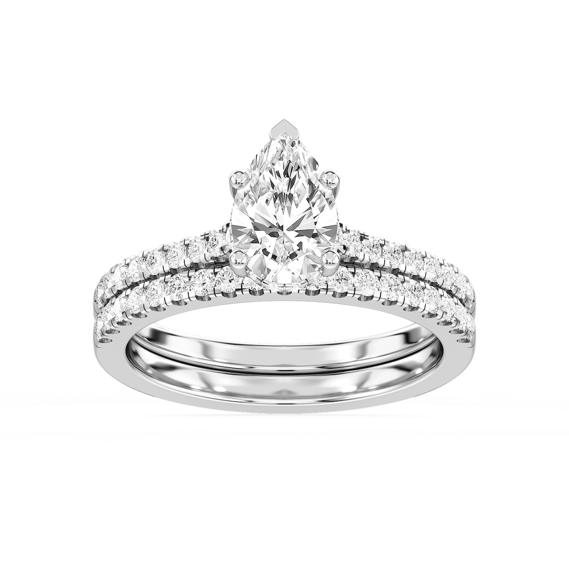 Marjorie 1 ½ ctw Pear Lab Grown Diamond Classic Prong Hidden Halo Bridal Set