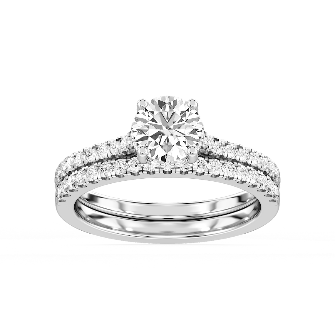 Marjorie 1 ½ ctw Round Lab Grown Diamond Classic Prong Hidden Halo Bridal Set