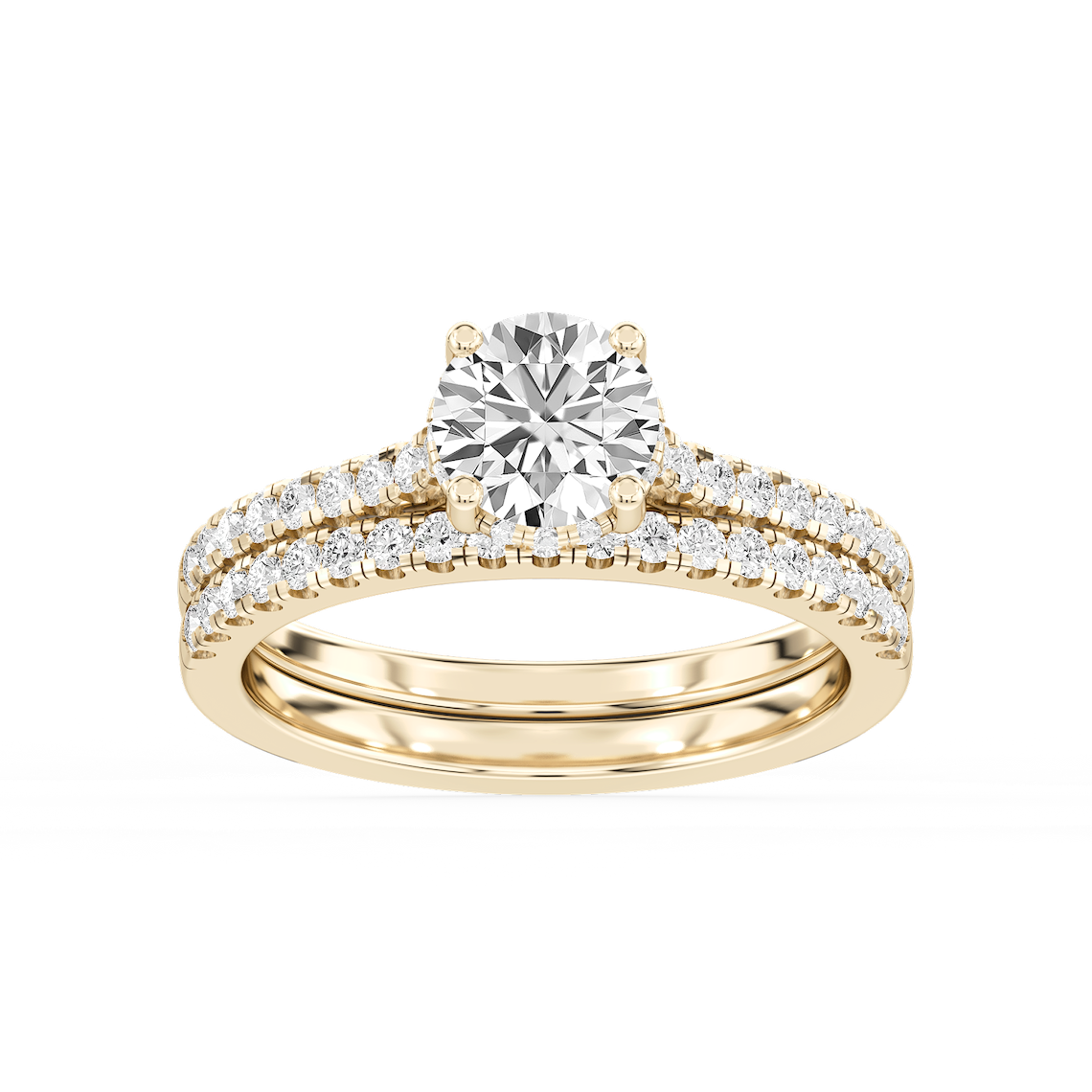 Marjorie 1 ½ ctw Round Lab Grown Diamond Classic Prong Hidden Halo Bridal Set