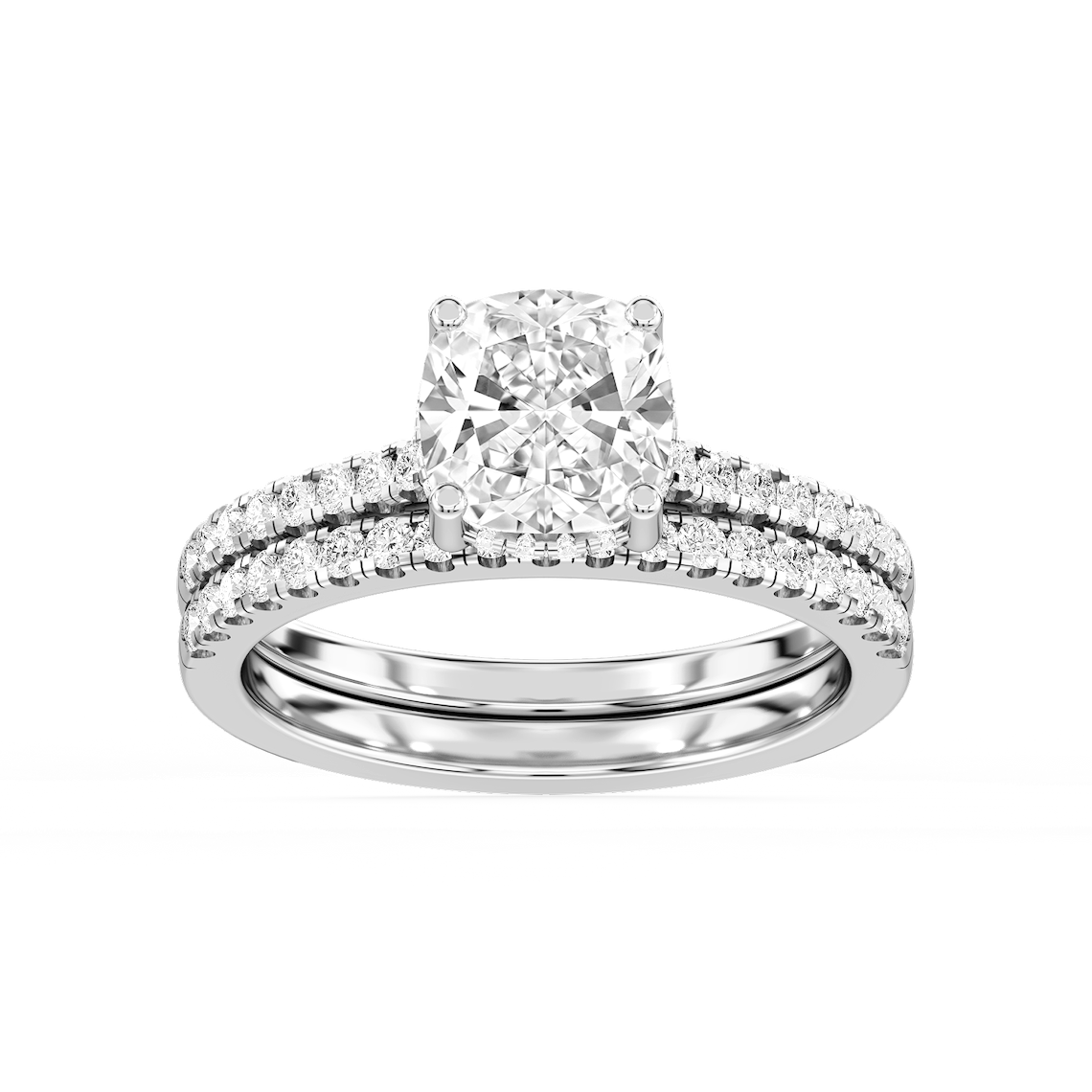 Marjorie 2 ½ ctw Cushion Lab Grown Diamond Classic Prong Hidden Halo Bridal Set