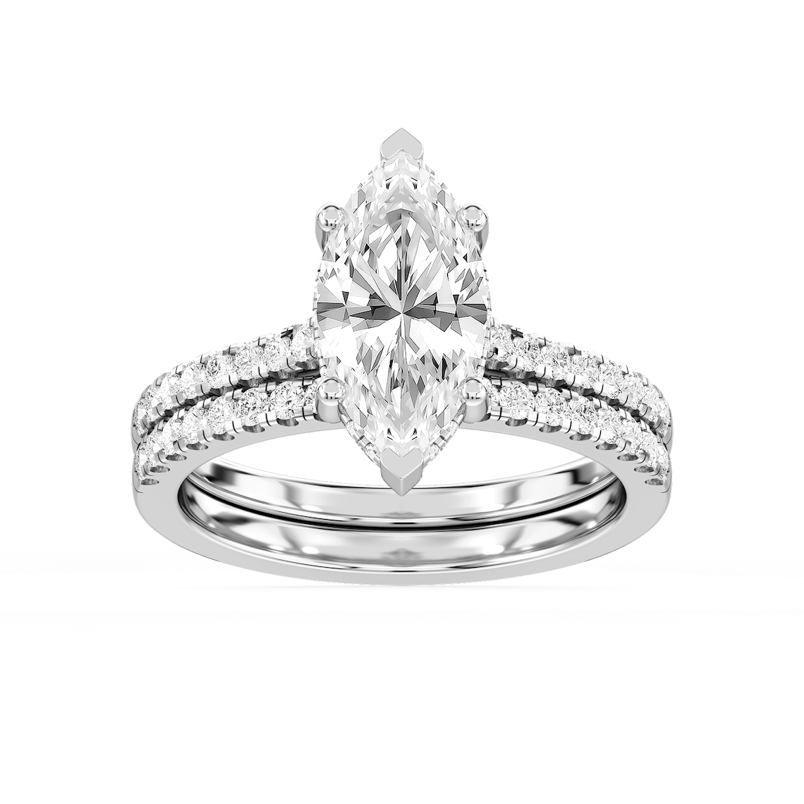 Marjorie 2 ½ ctw Marquise Lab Grown Diamond Classic Prong Hidden Halo Bridal Set