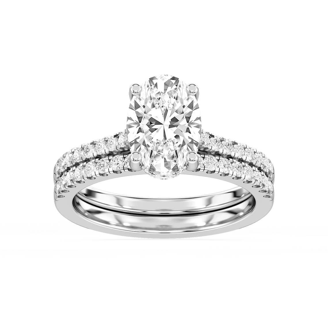 Marjorie 2 ½ ctw Oval Lab Grown Diamond Classic Prong Hidden Halo Bridal Set