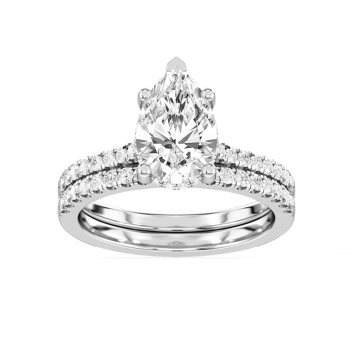 Marjorie 2 ½ ctw Pear Lab Grown Diamond Classic Prong Hidden Halo Bridal Set