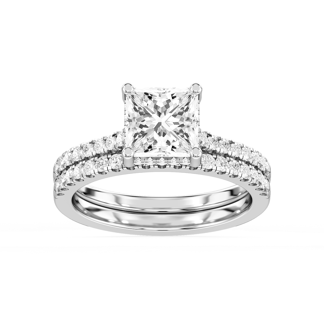 Marjorie 2 ½ ctw Princess Lab Grown Diamond Classic Prong Hidden Halo Bridal Set
