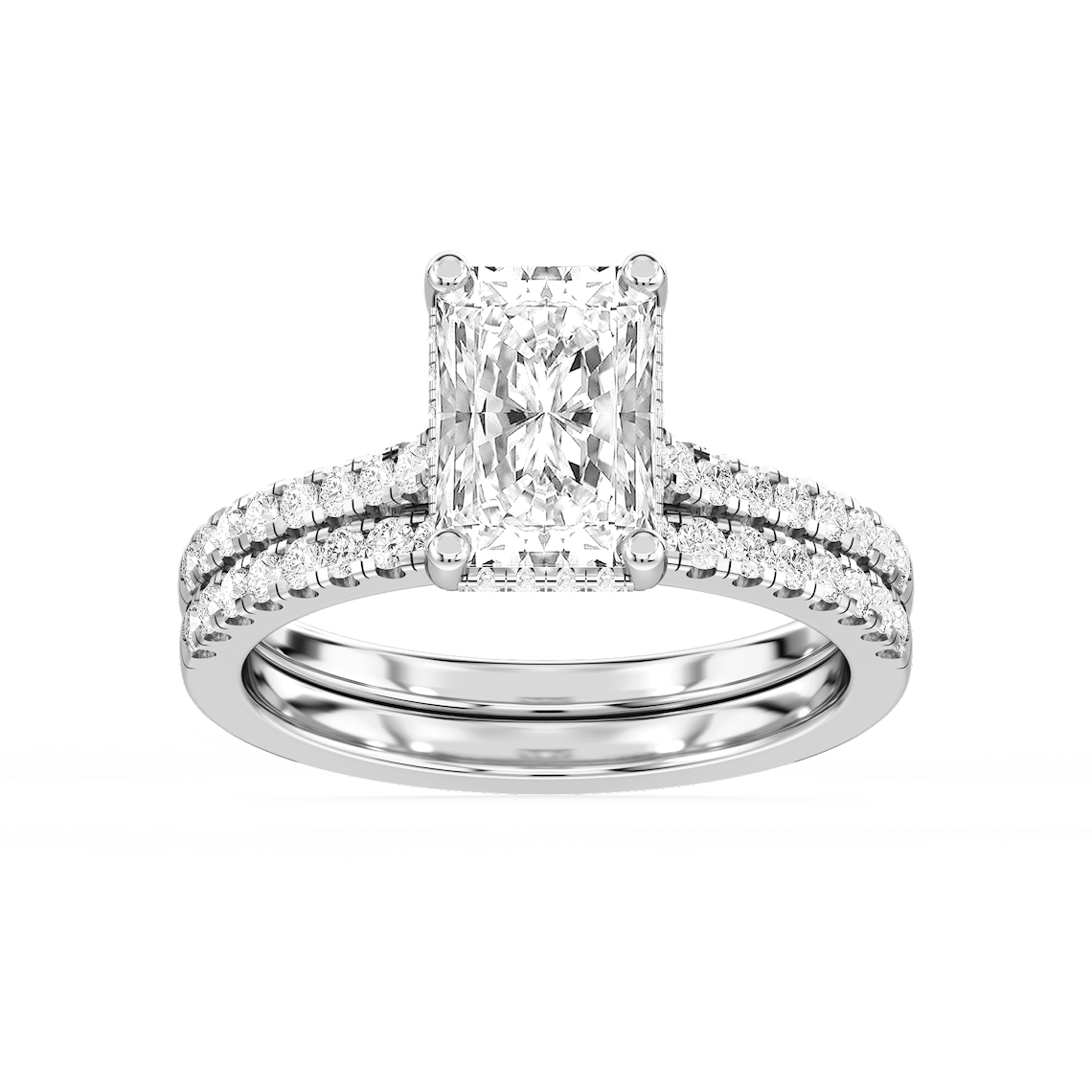 Marjorie 2 ½ ctw Radiant Lab Grown Diamond Classic Prong Hidden Halo Bridal Set