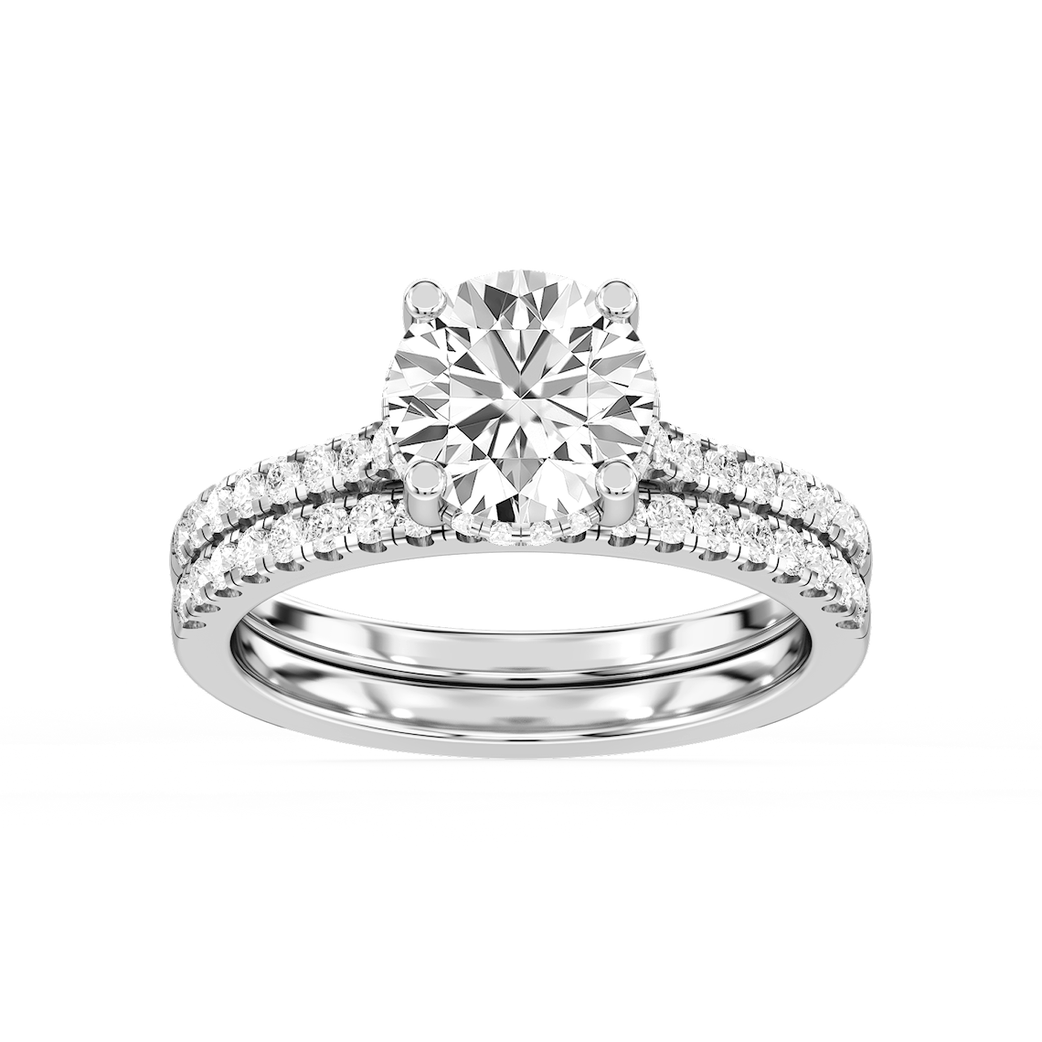 Marjorie 2 ½ ctw Round Lab Grown Diamond Classic Prong Hidden Halo Bridal Set