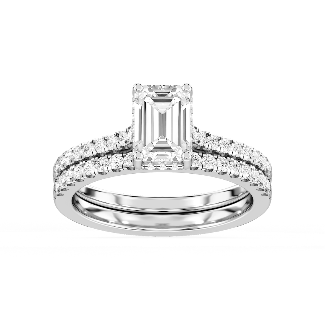 Marjorie 2 ctw Emerald Lab Grown Diamond Classic Prong Hidden Halo Bridal Set