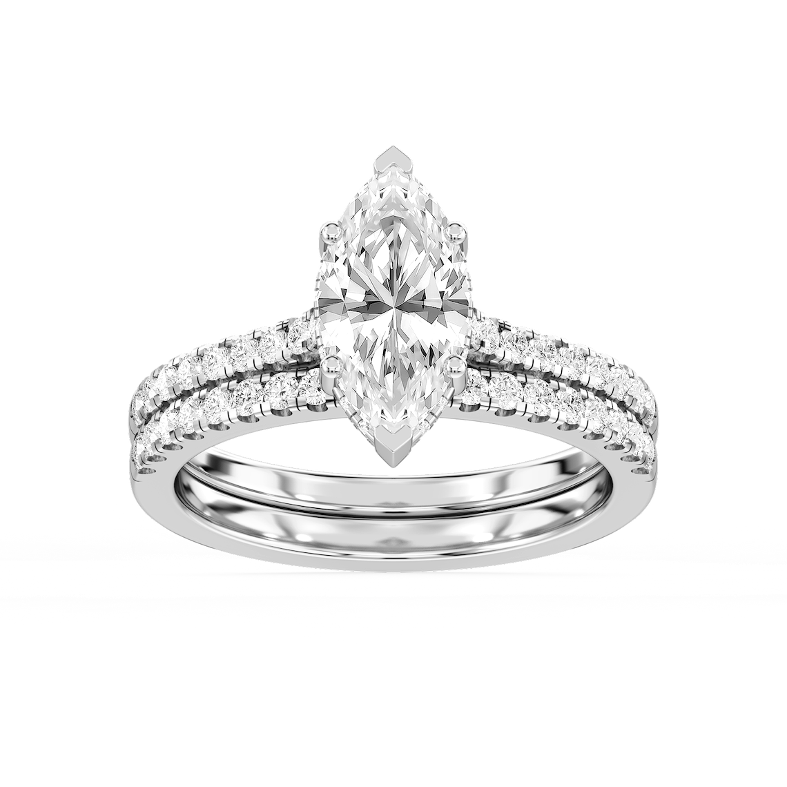 Marjorie 2 ctw Marquise Lab Grown Diamond Classic Prong Hidden Halo Bridal Set