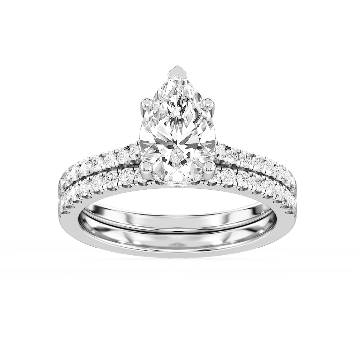 Marjorie 2 ctw Pear Lab Grown Diamond Classic Prong Hidden Halo Bridal Set