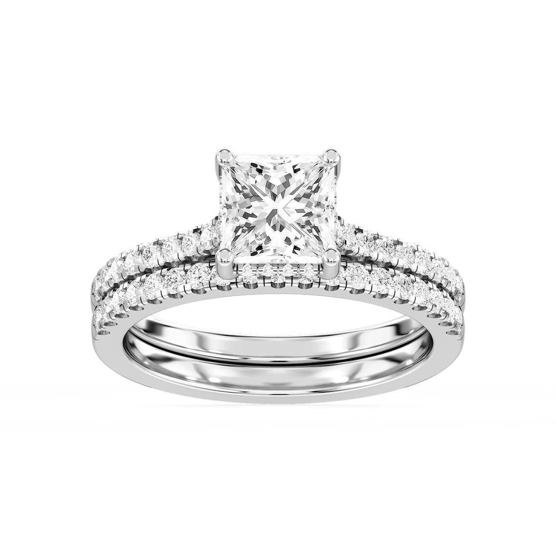Marjorie 2 ctw Princess Lab Grown Diamond Classic Prong Hidden Halo Bridal Set
