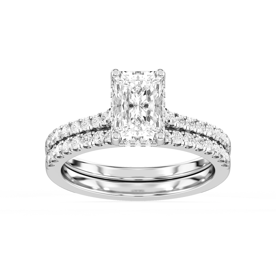 Marjorie 2 ctw Radiant Lab Grown Diamond Classic Prong Hidden Halo Bridal Set