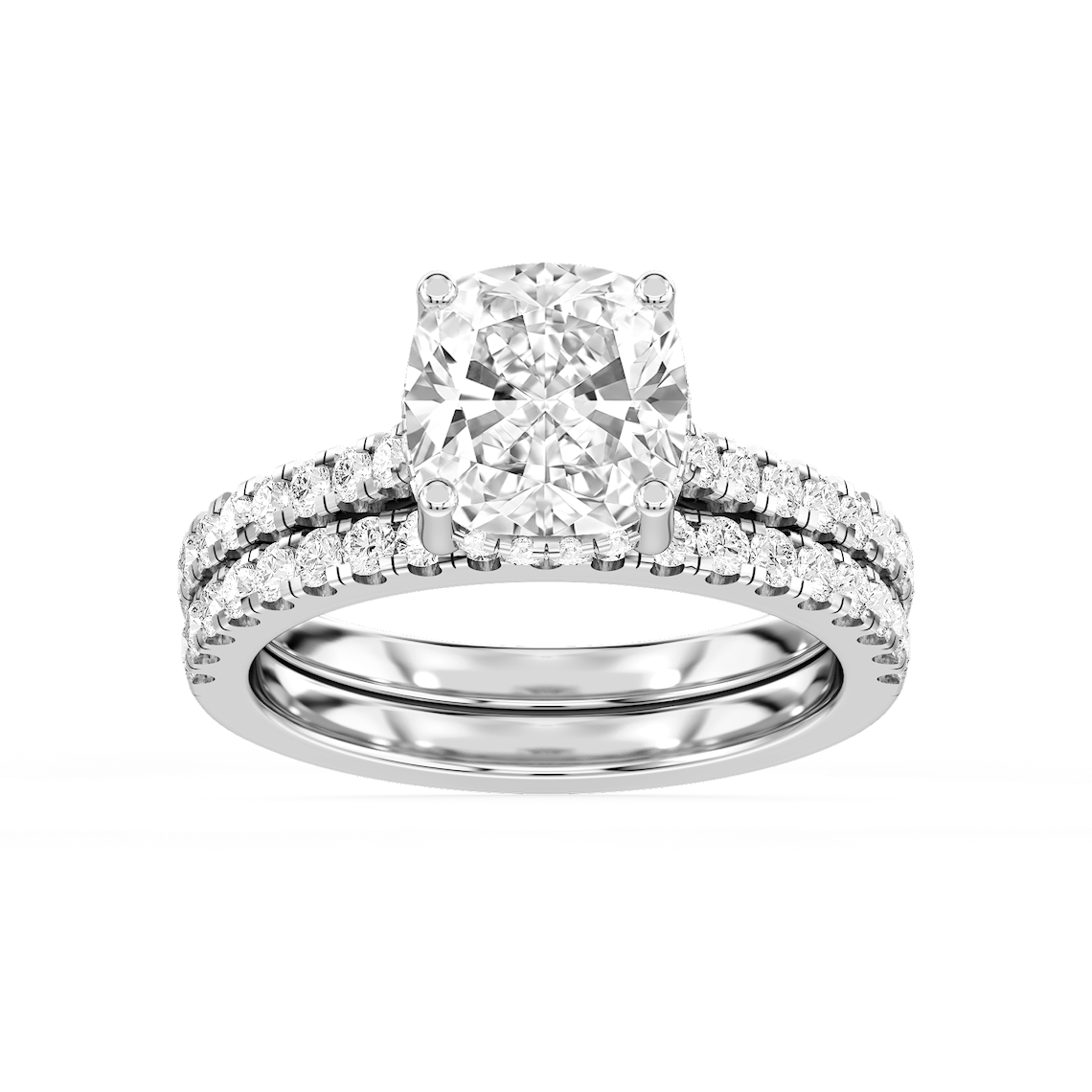 Marjorie 3 ¾ ctw Cushion Lab Grown Diamond Classic Prong Hidden Halo Bridal Set