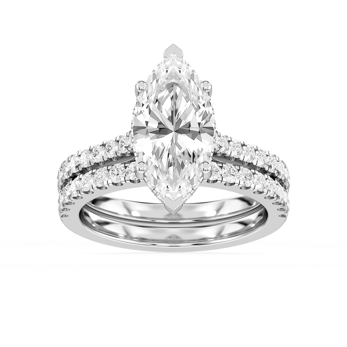 Marjorie 3 ¾ ctw Marquise Lab Grown Diamond Classic Prong Hidden Halo Bridal Set