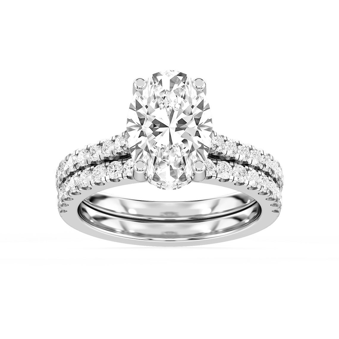 Marjorie 3 ¾ ctw Oval Lab Grown Diamond Classic Prong Hidden Halo Bridal Set