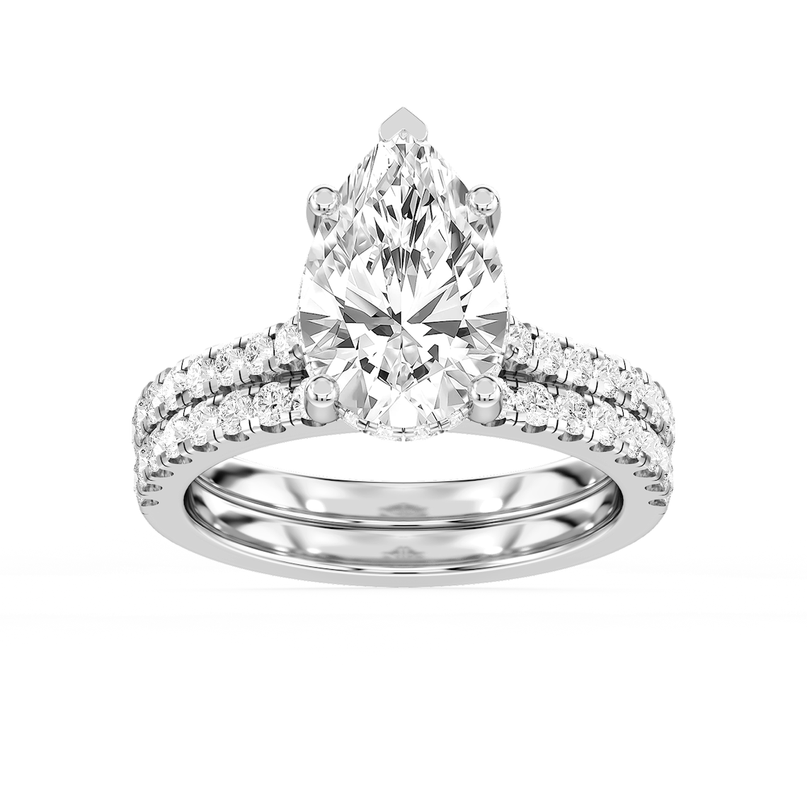 Marjorie 3 ¾ ctw Pear Lab Grown Diamond Classic Prong Hidden Halo Bridal Set