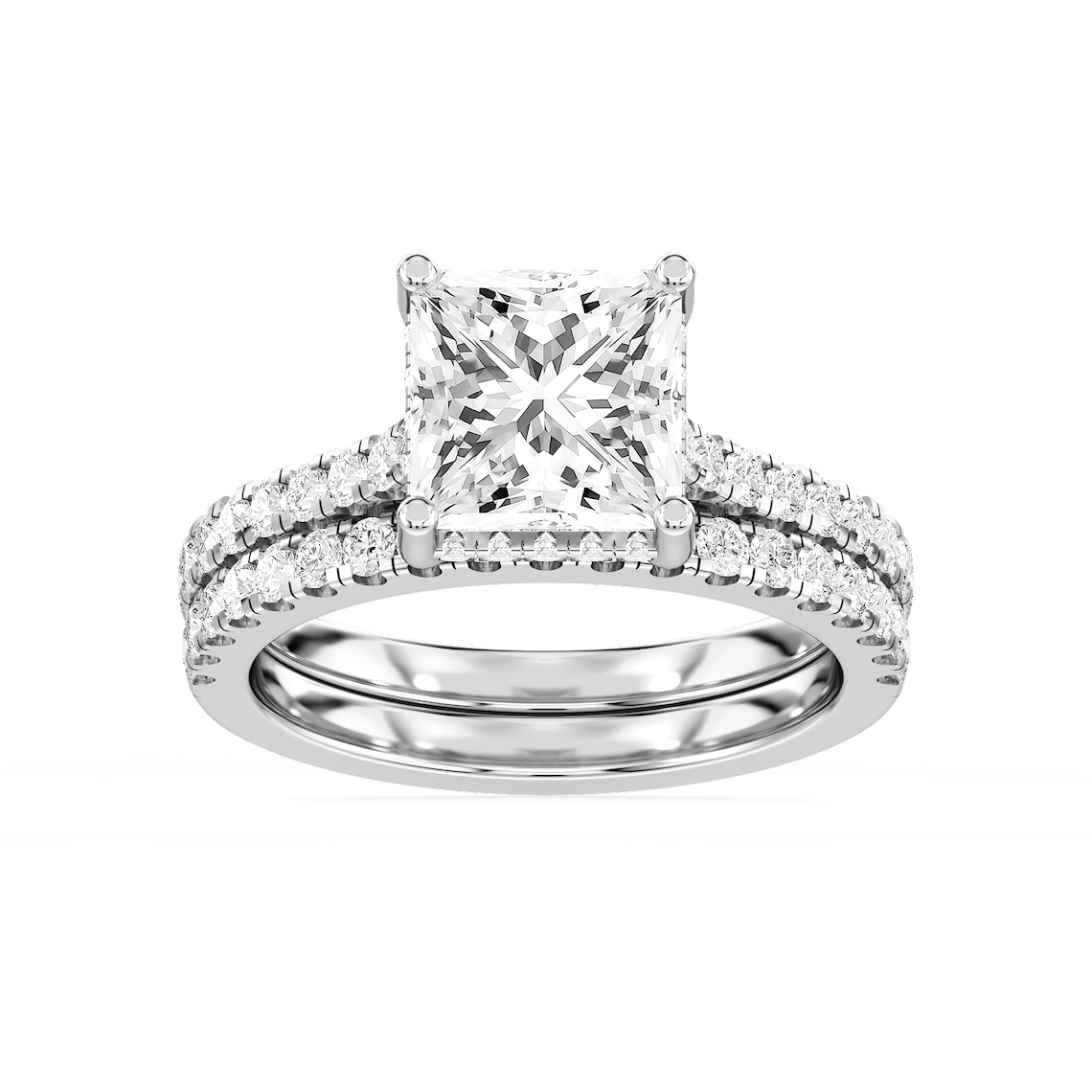 Marjorie 3 ¾ ctw Princess Lab Grown Diamond Classic Prong Hidden Halo Bridal Set