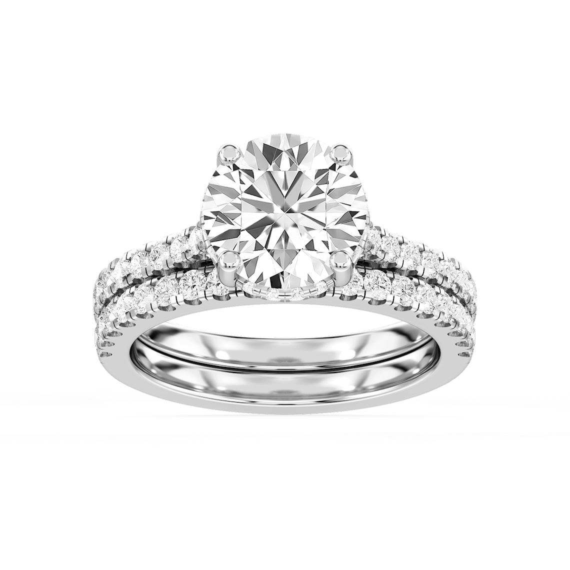 Marjorie 3 ¾ ctw Round Lab Grown Diamond Classic Prong Hidden Halo Bridal Set