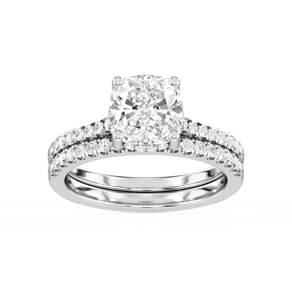 Marjorie 3 ctw Cushion Lab Grown Diamond Classic Prong Hidden Halo Bridal Set