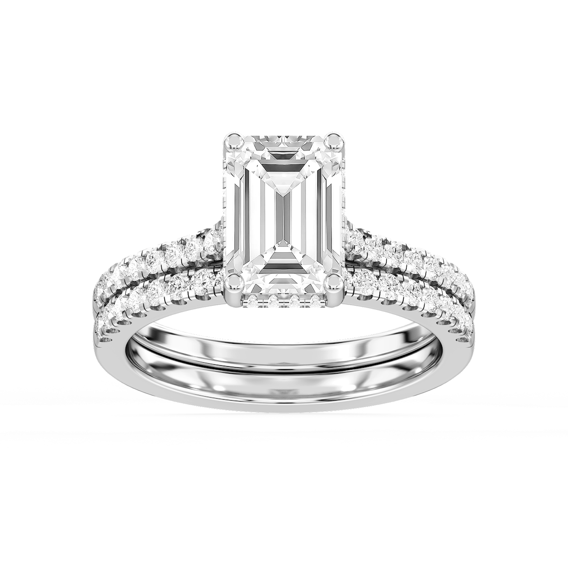 Marjorie 3 ctw Emerald Lab Grown Diamond Classic Prong Hidden Halo Bridal Set