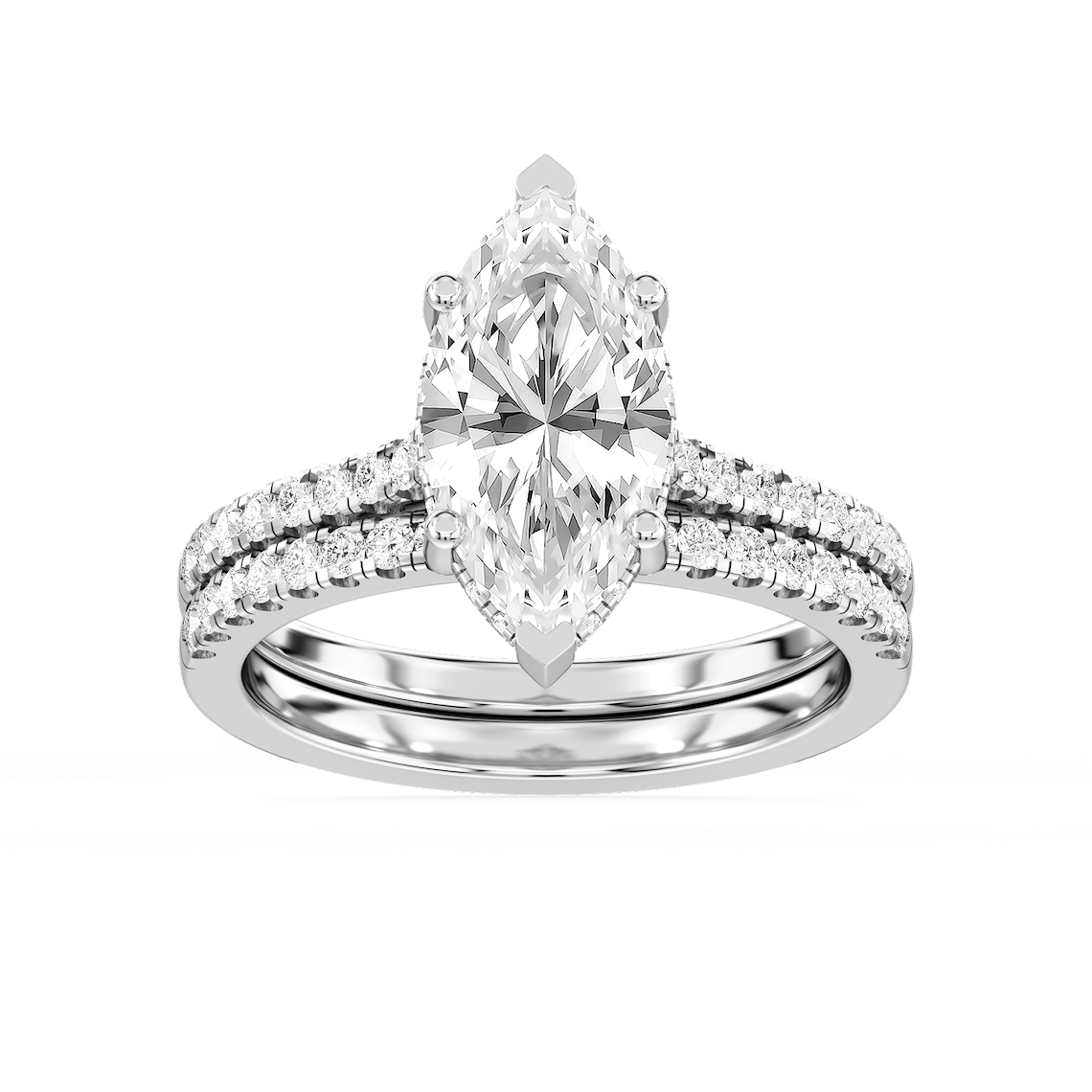 Marjorie 3 ctw Marquise Lab Grown Diamond Classic Prong Hidden Halo Bridal Set