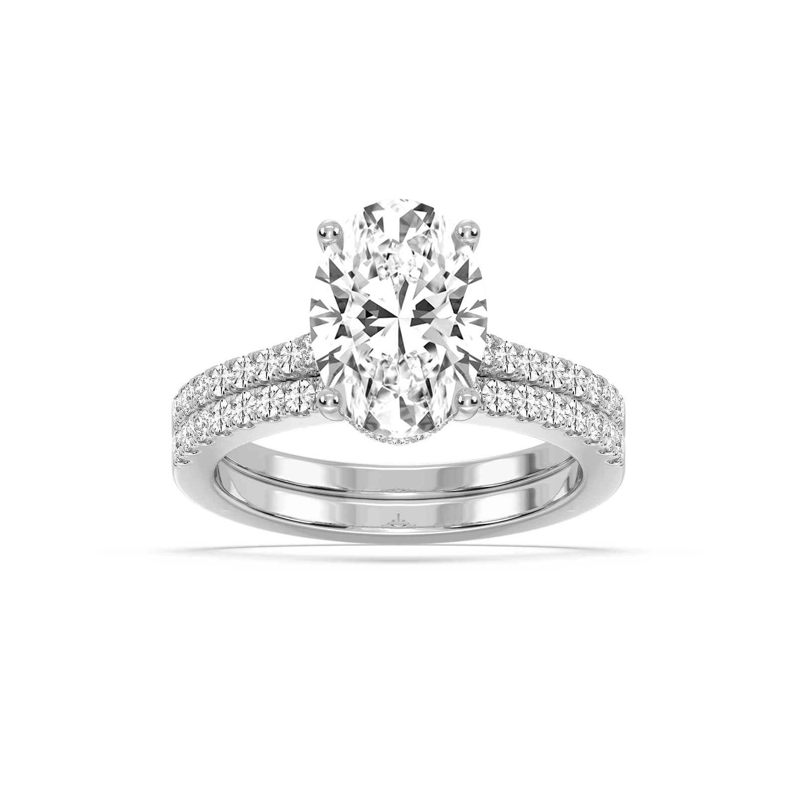 Marjorie 3 ½ ctw Oval Lab Grown Diamond Classic Prong Hidden Halo Wedding Set  