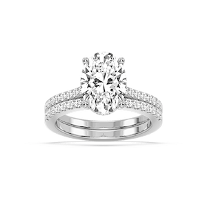 Marjorie 3 ½ ctw Oval Lab Grown Diamond Classic Prong Hidden Halo Wedding Set  