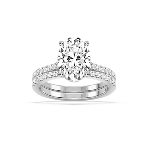 Marjorie 3 ½ ctw Oval Lab Grown Diamond Classic Prong Hidden Halo Wedding Set  