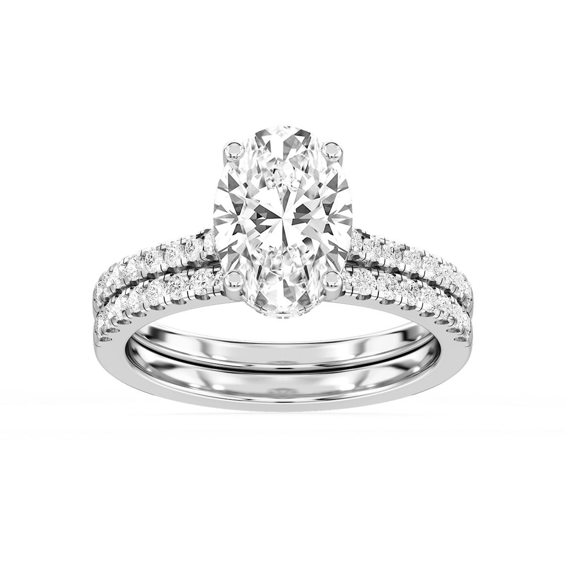 Marjorie 3 ctw Oval Lab Grown Diamond Classic Prong Hidden Halo Bridal Set
