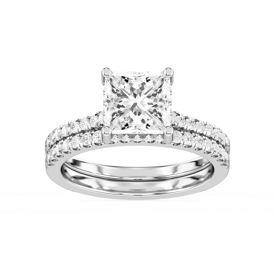 Marjorie 3 ctw Princess Lab Grown Diamond Classic Prong Hidden Halo Bridal Set