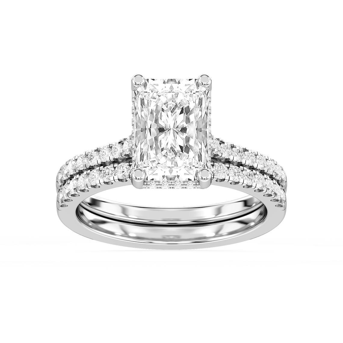 Marjorie 3 ctw Radiant Lab Grown Diamond Classic Prong Hidden Halo Bridal Set