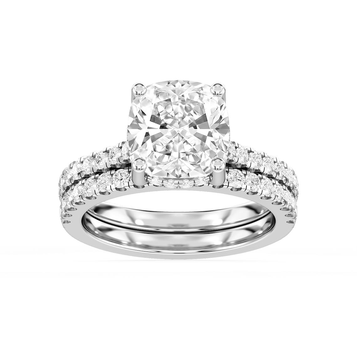 Marjorie 4 ¾ ctw Cushion Lab Grown Diamond Classic Prong Hidden Halo Bridal Set