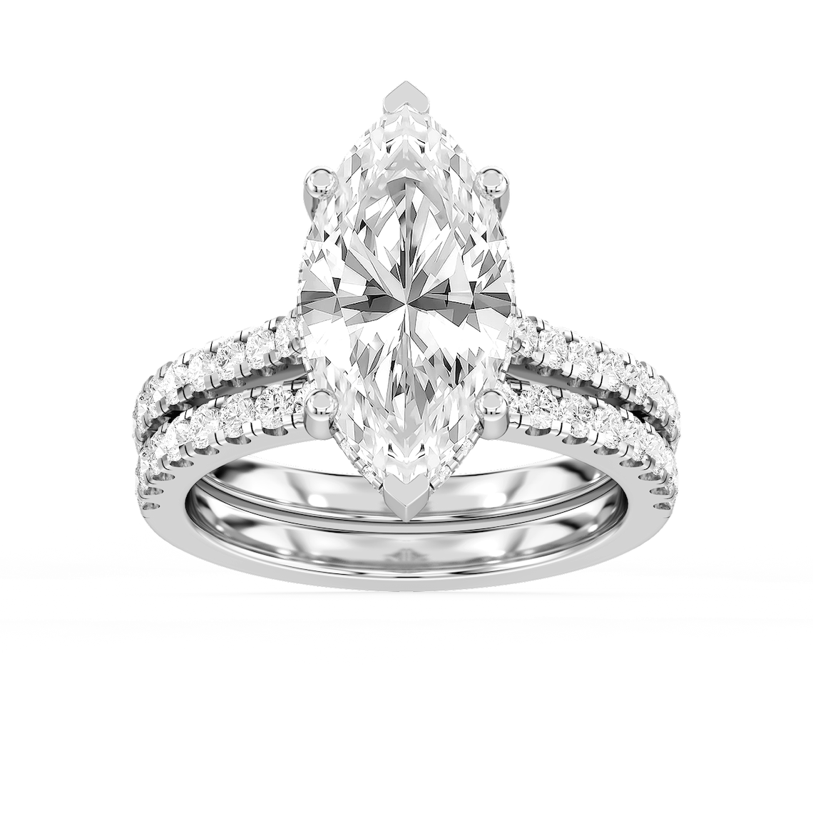 Marjorie 4 ¾ ctw Marquise Lab Grown Diamond Classic Prong Hidden Halo Bridal Set