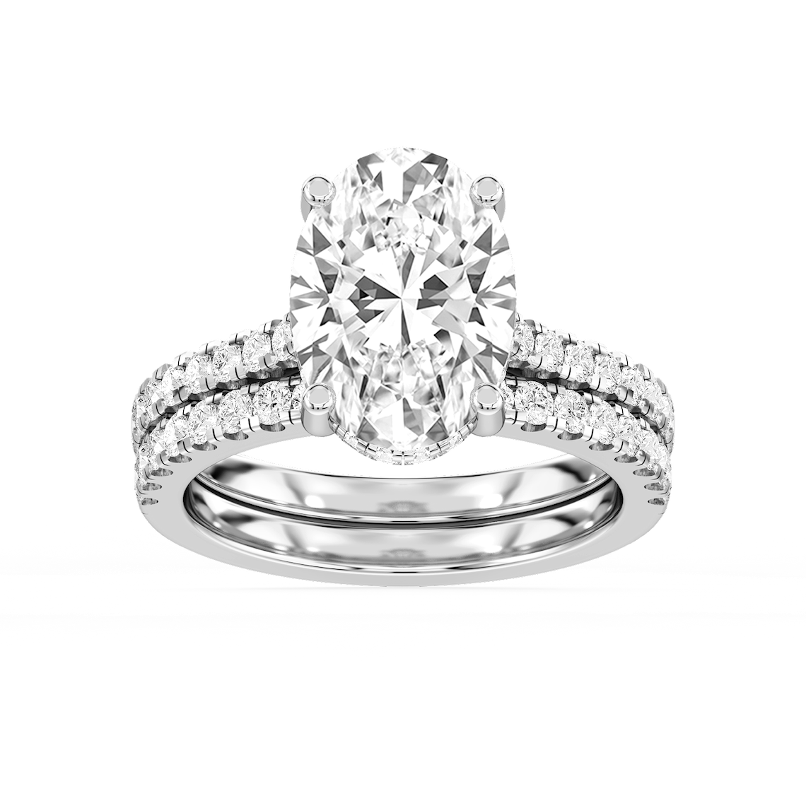 Marjorie 4 ¾ ctw Oval Lab Grown Diamond Classic Prong Hidden Halo Bridal Set