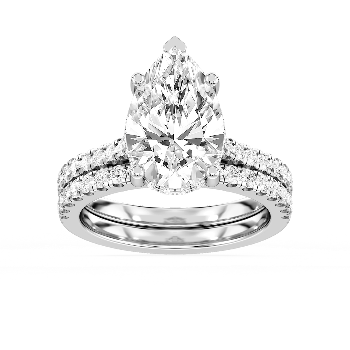 Marjorie 4 ¾ ctw Pear Lab Grown Diamond Classic Prong Hidden Halo Bridal Set