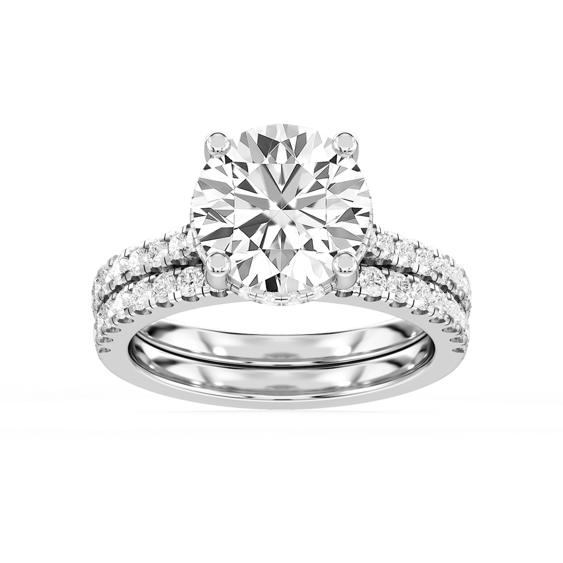 Marjorie 4 ¾ ctw Round Lab Grown Diamond Classic Prong Hidden Halo Bridal Set
