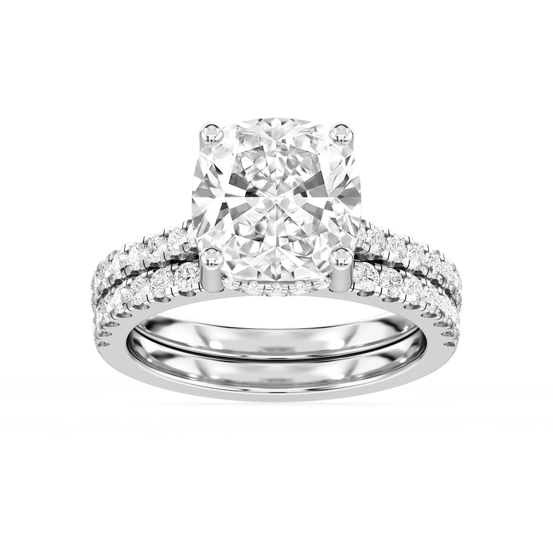 Marjorie 5 ⅞ ctw Cushion Lab Grown Diamond Classic Prong Hidden Halo Bridal Set