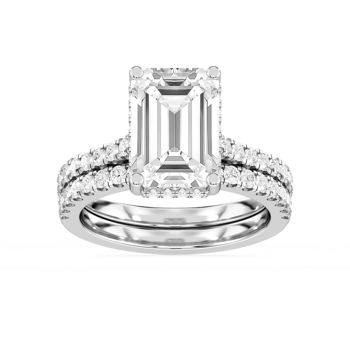 Marjorie 5 ⅞ ctw Emerald Lab Grown Diamond Classic Prong Hidden Halo Bridal Set