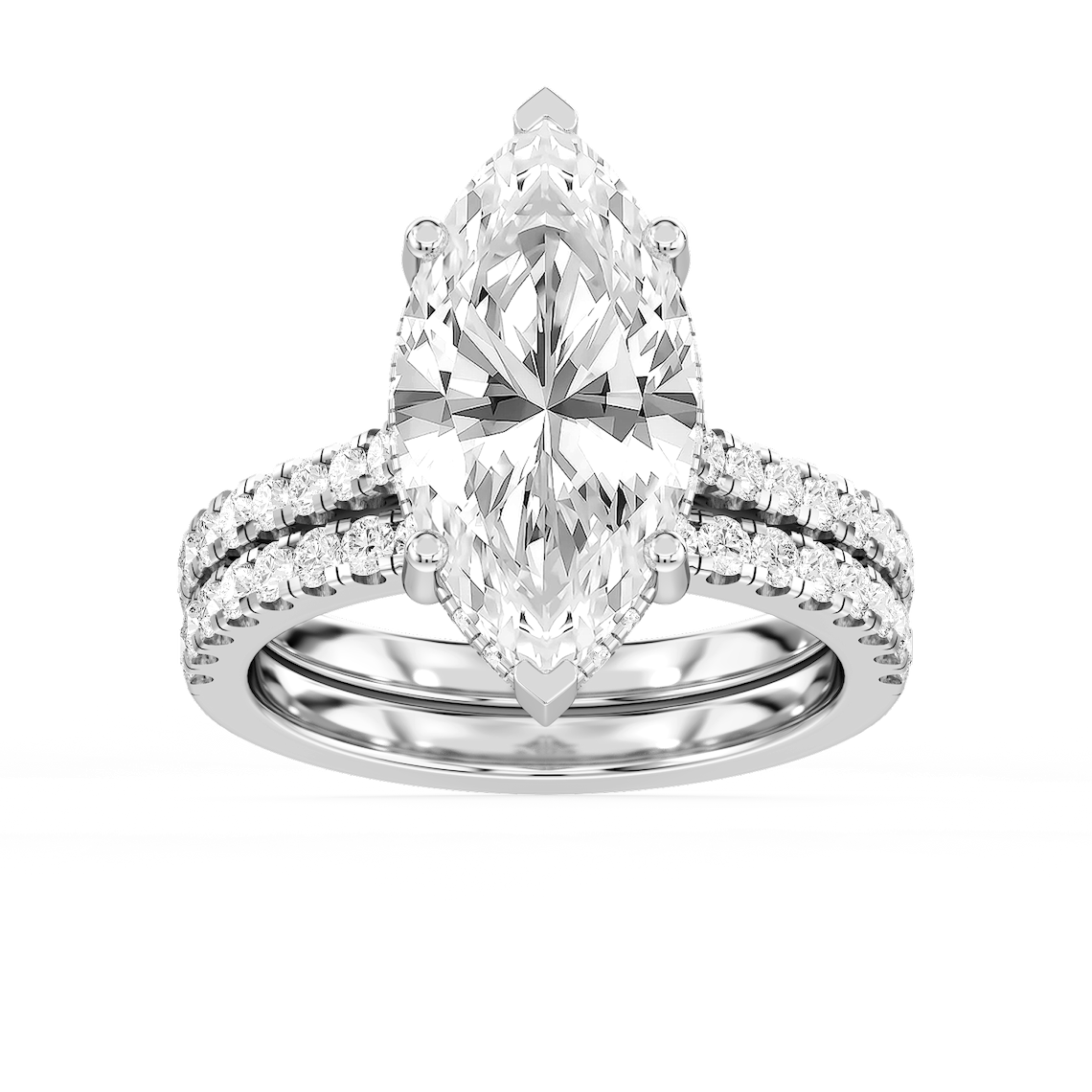 Marjorie 5 ⅞ ctw Marquise Lab Grown Diamond Classic Prong Hidden Halo Bridal Set