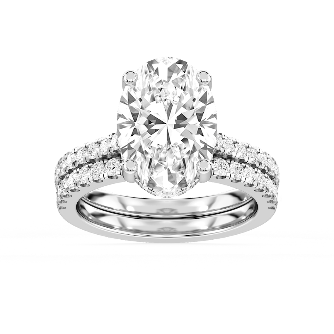Marjorie 5 ⅞ ctw Oval Lab Grown Diamond Classic Prong Hidden Halo Bridal Set
