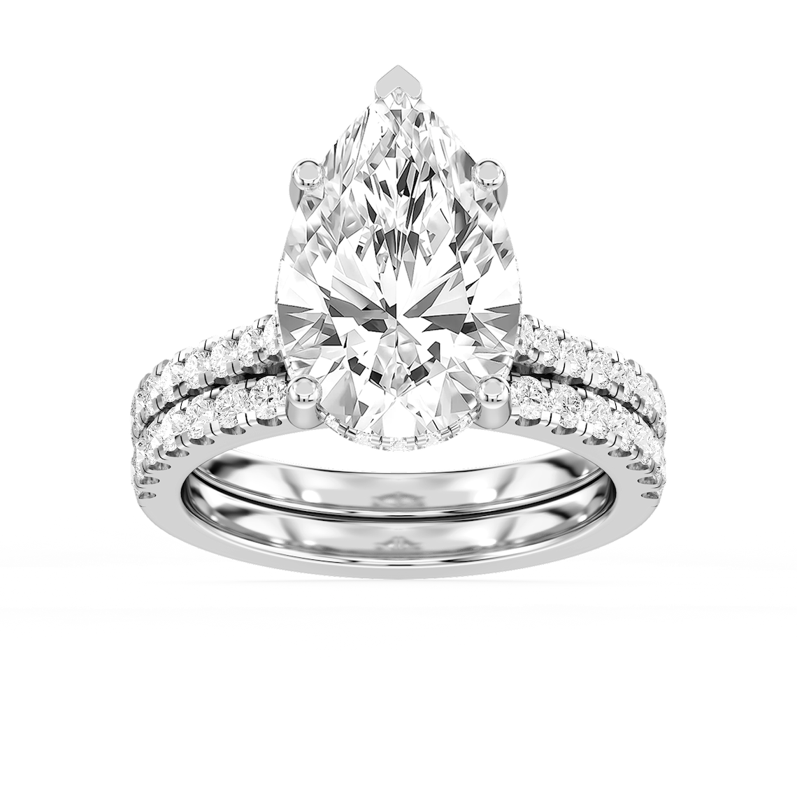 Marjorie 5 ⅞ ctw Pear Lab Grown Diamond Classic Prong Hidden Halo Bridal Set