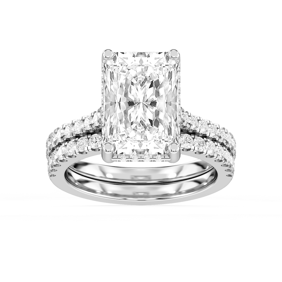 Marjorie 5 ⅞ ctw Radiant Lab Grown Diamond Classic Prong Hidden Halo Bridal Set