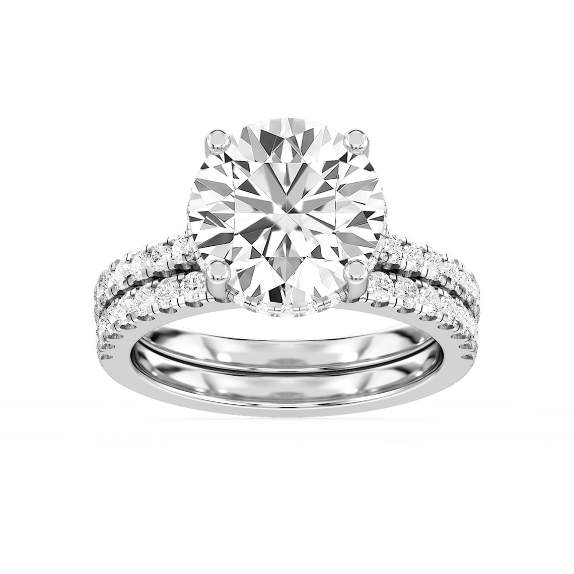 Marjorie 5 ⅞ ctw Round Lab Grown Diamond Classic Prong Hidden Halo Bridal Set