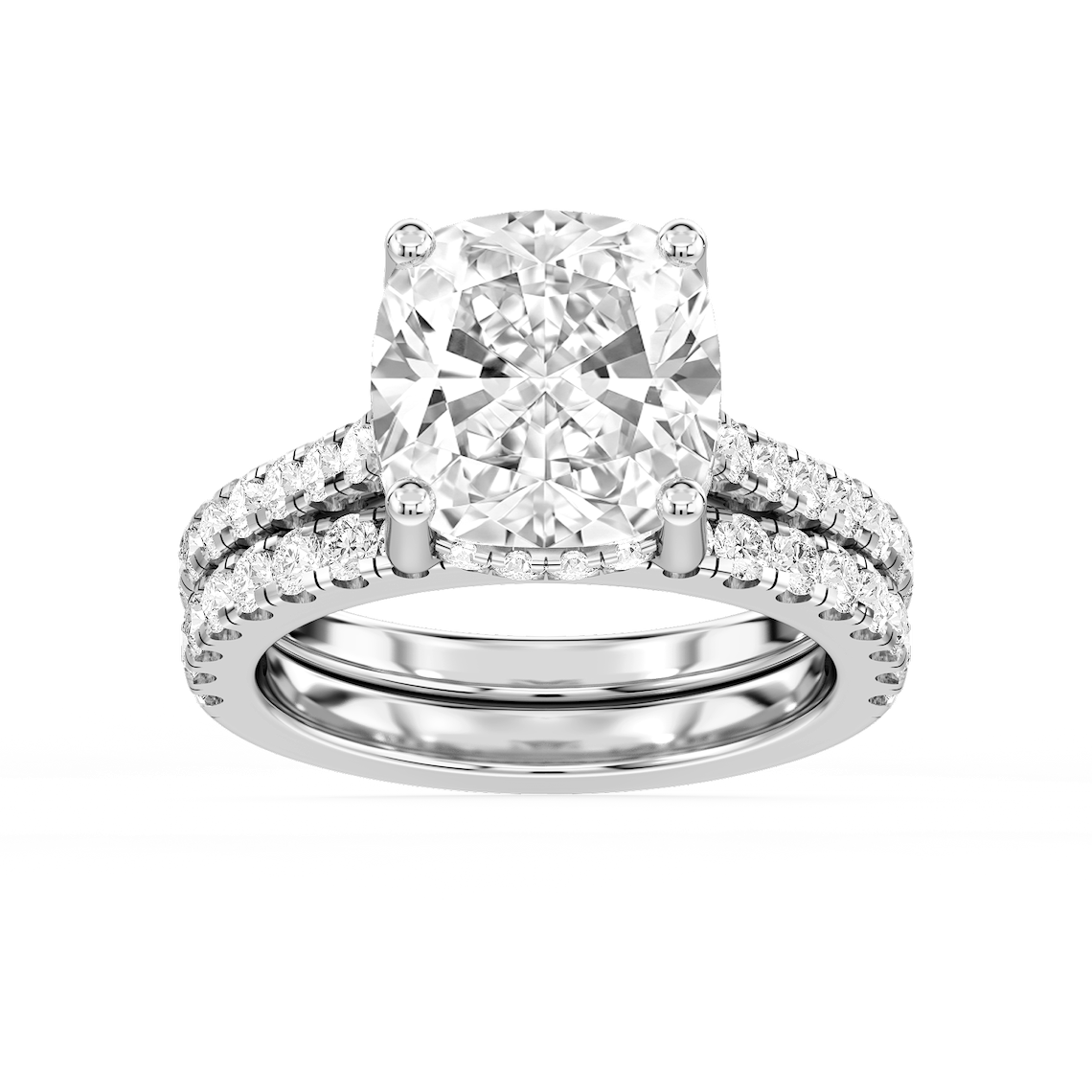Marjorie 7 ⅙ ctw Cushion Lab Grown Diamond Classic Prong Hidden Halo Bridal Set