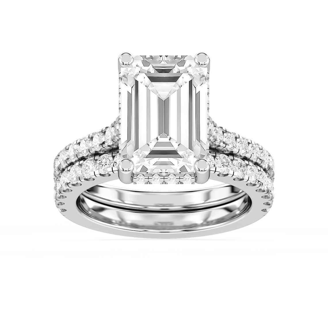 Marjorie 7 ⅙ ctw Emerald Lab Grown Diamond Classic Prong Hidden Halo Bridal Set