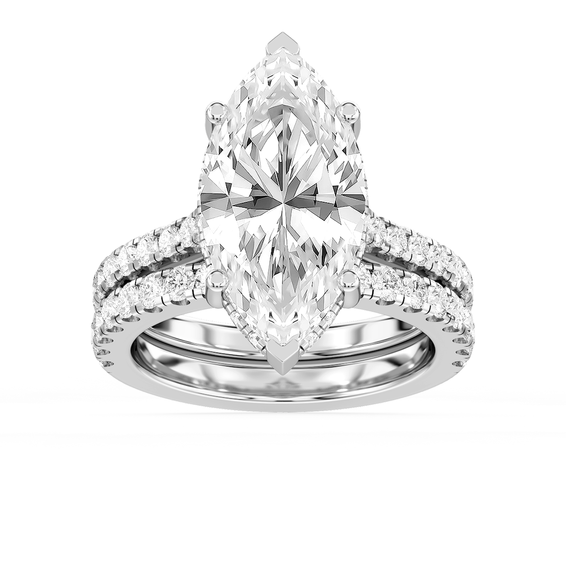 Marjorie 7 ⅙ ctw Marquise Lab Grown Diamond Classic Prong Hidden Halo Bridal Set