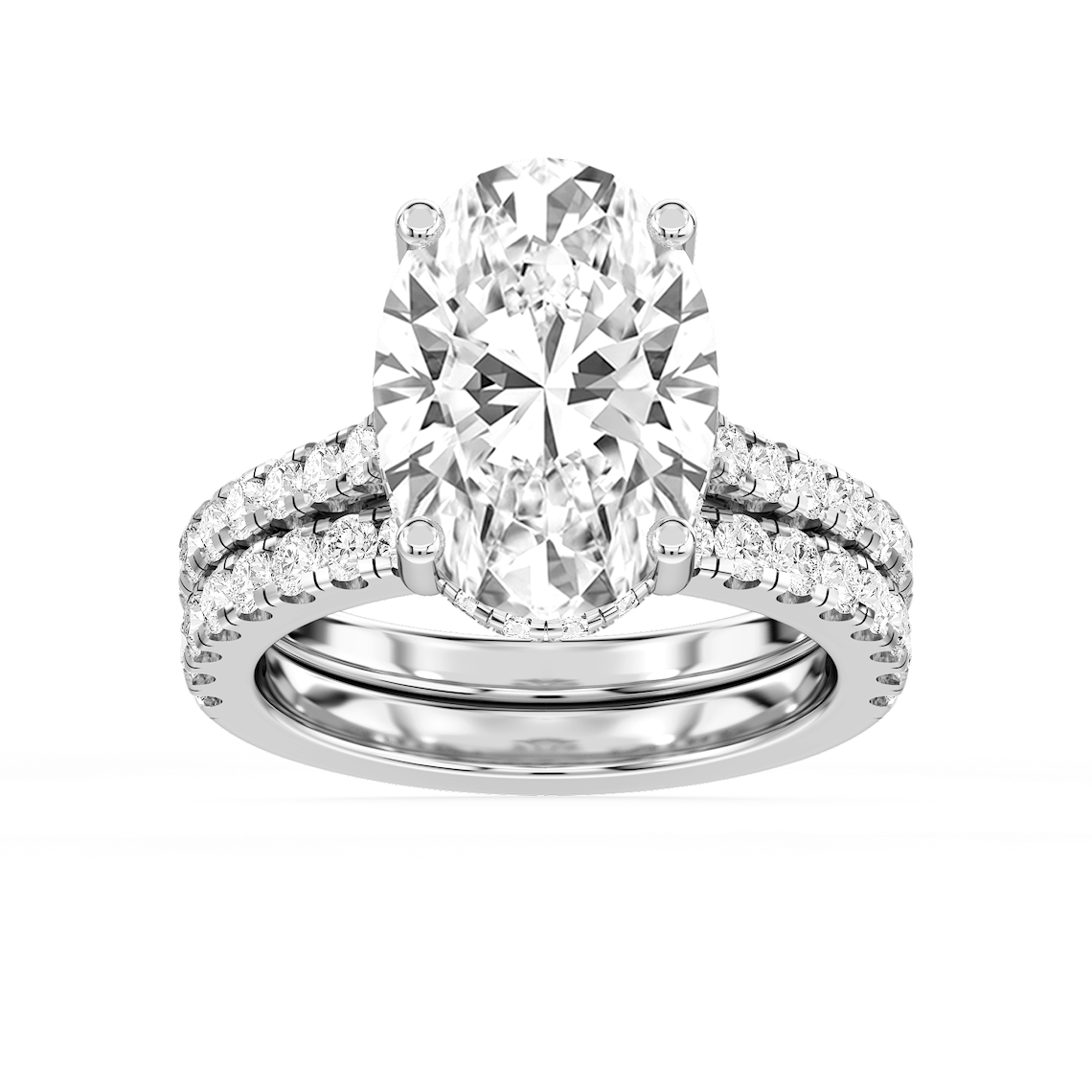 Marjorie 7 ⅙ ctw Oval Lab Grown Diamond Classic Prong Hidden Halo Bridal Set