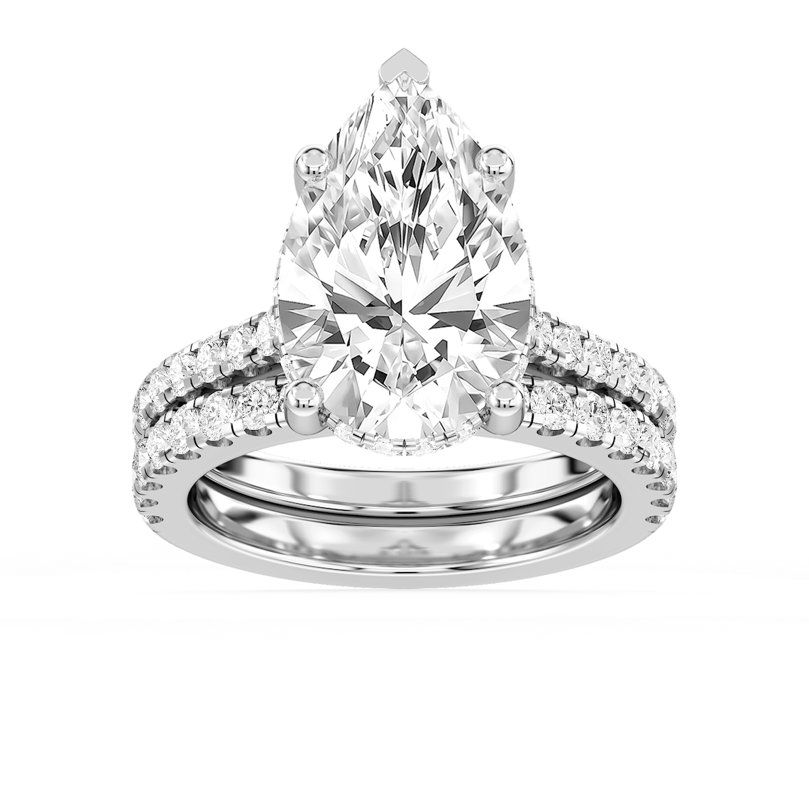 Marjorie 7 ⅙ ctw Pear Lab Grown Diamond Classic Prong Hidden Halo Bridal Set