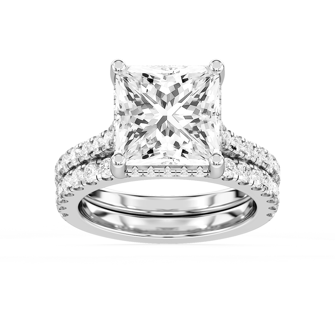 Marjorie 7 ⅙ ctw Princess Lab Grown Diamond Classic Prong Hidden Halo Bridal Set